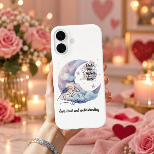 Coques iPhone 16 Amour personnalisé de la Lune et retour