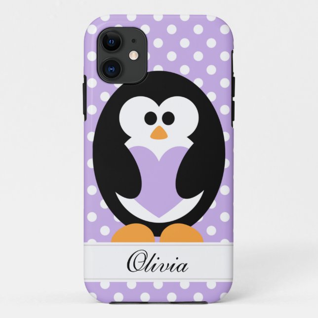 Coques Case-Mate iPhone Amour pourpre de pingouin (Dos)