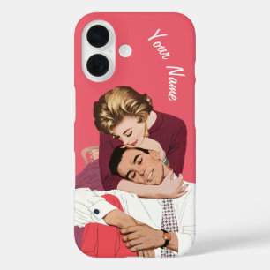 Coques iPhone 16 Amour vintage et romance, Nouveaux mariés en rose