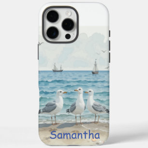 Coques iPhone 16 Pro Max Amusants Vacances d'été Sandy Beach Seaguls