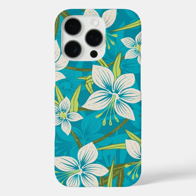 Coques Case-Mate iPhone Anaina Hou Hawaiian Tropical Floral Turquoise (Verso)