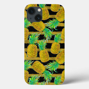 Etui iPhone 13 Ananas d'or sur des rayures