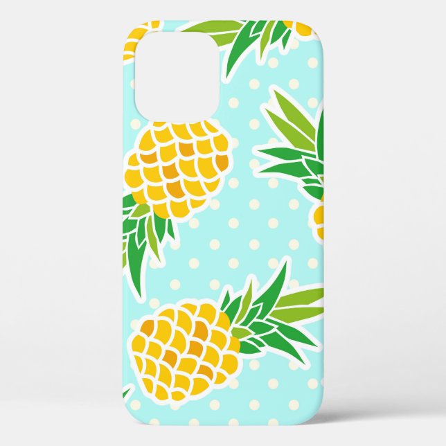Coques Case-Mate iPhone Ananas Exotiques : Polka Bleu-Dot Amusant. (Verso)