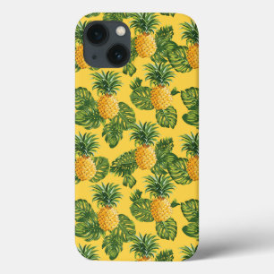 iPhone 13 Case Ananas & Feuilles Tropicaux En Or