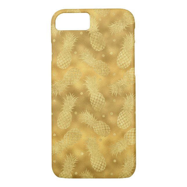 Coques Case-Mate iPhone Ananas Glitzy en or (Dos)