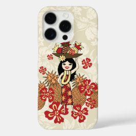 Coques iPhone 16 Pro Ananas Luau Hawaiian Hula Girl Rouge