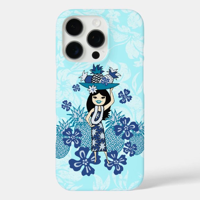 Coques Case-Mate iPhone Ananas Luau Hawaiian Hula Girl Turq (Verso)
