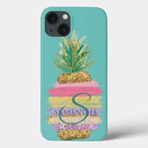 Case-Mate iPhone Case Ananas Pailleté Rayé Vert Menthe