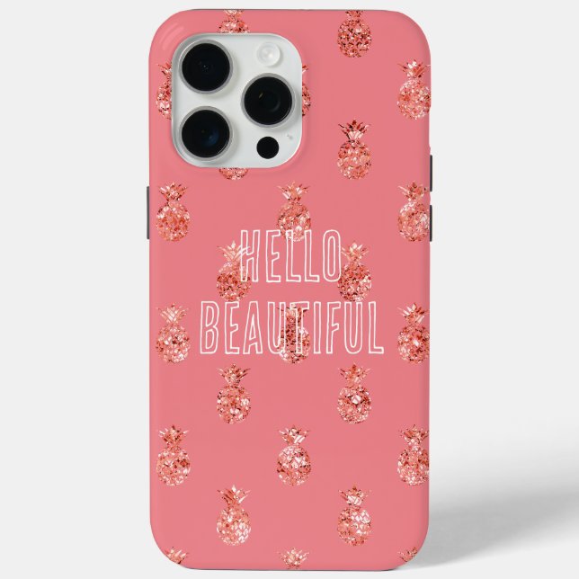 Coques Case-Mate iPhone Ananas rose Gold Tropical Parties scintillant (Verso)