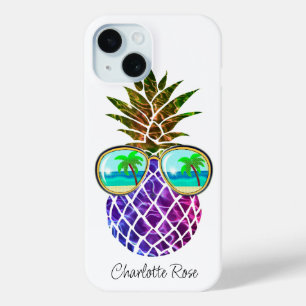 Coque Pour iPhone 15 Ananas rose violet tropical