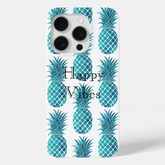 Coques Case-Mate iPhone Ananas tropicaux Turquoise Aqua (Verso)