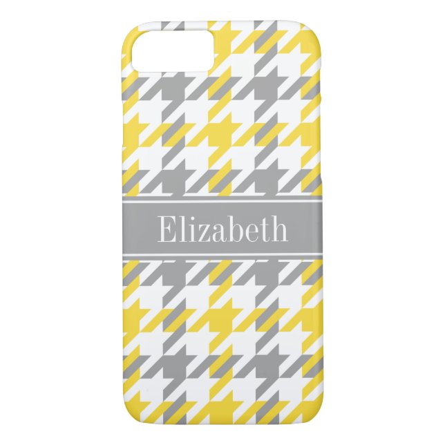 Coques Case-Mate iPhone Ananas Wht Dk Grey Houndstooth Nom Monogramme (Dos)