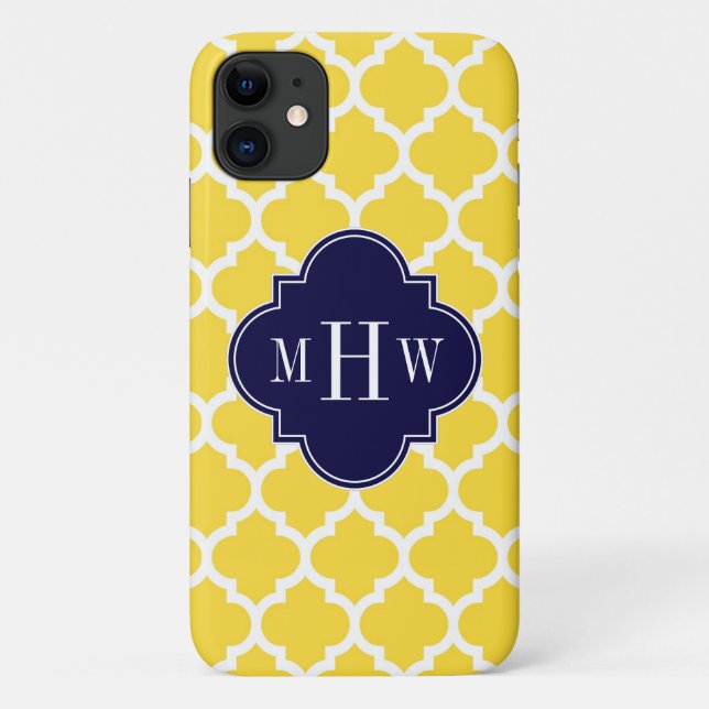 Coques Case-Mate iPhone Ananas Wht Marocain #5 Marine 3 Monogramme initial (Dos)