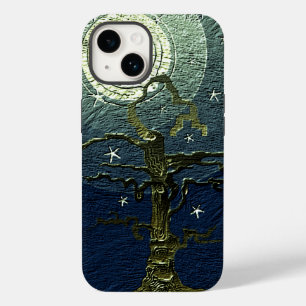 Coque Pour iPhone 14 Ancien arbre filaire Lune et étoiles