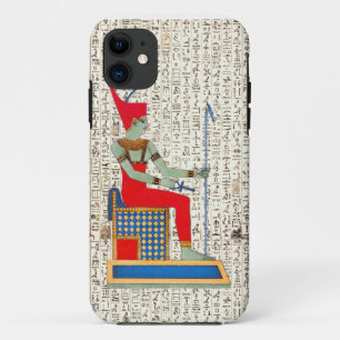 Coque iPhone 11 Ancien Dieu égyptien Hiéroglyphes Design