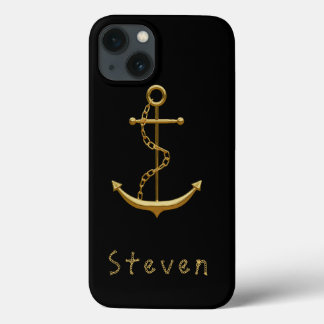 Case-Mate iPhone Case Ancrage or sur nom nautique noir