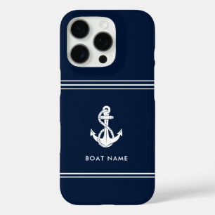 Coques iPhone 16 Pro Ancre de bateau nautique et nom personnalisé