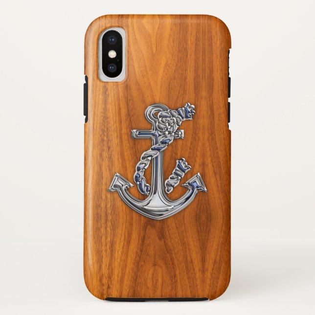 Coques Case-Mate iPhone Ancre de corde Chrome sur Décor en teck (Dos)