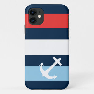 Case-Mate iPhone Case Ancre marine à rayures marines bleu marine