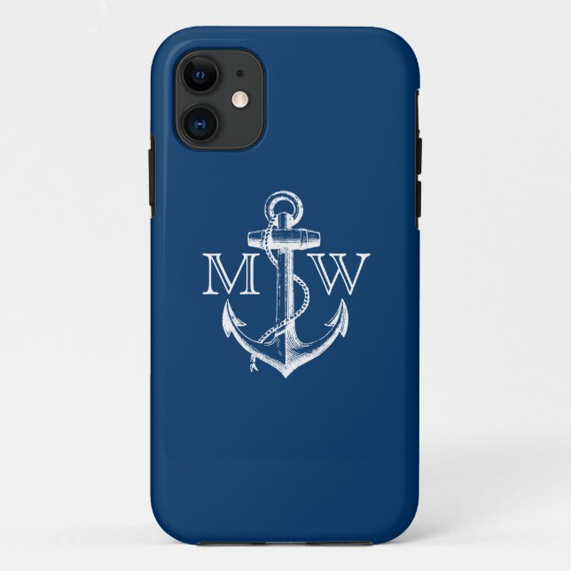 Coques Case-Mate iPhone Ancre, Monogramme nautique (Dos)