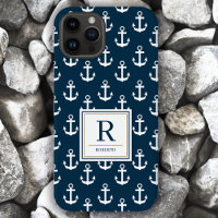 Ancre nautique Marine Marine Motif bleu Monogramme