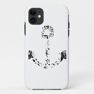 Coque iPhone 11 Ancre noire et blanche superposition de l'oeil lé