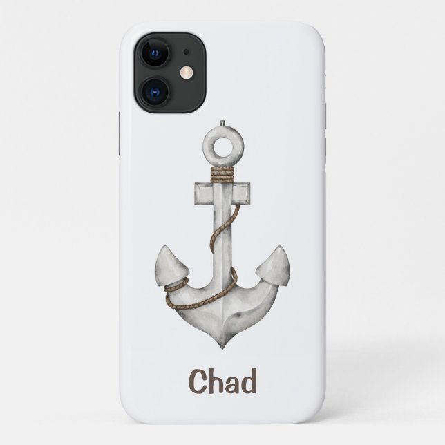 Coques Case-Mate iPhone Ancre personnalisée en blanc (Dos)