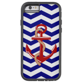 Etui iPhone Case-Mate Ancre rouge Chevron Nautical Stripes