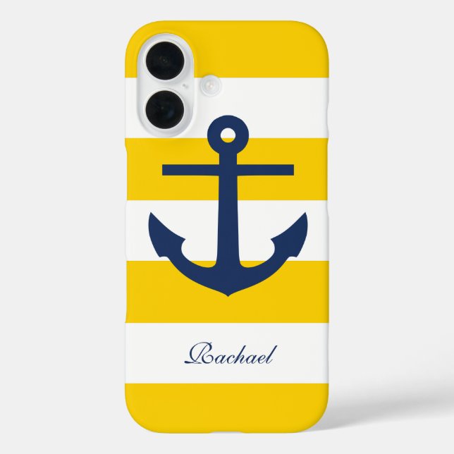 Coques Case-Mate iPhone Ancres blanches bleues et jaunes pesées (Verso)