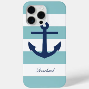 Coque iPhone 15 Pro Max Ancres blanches et bleues Aweigh