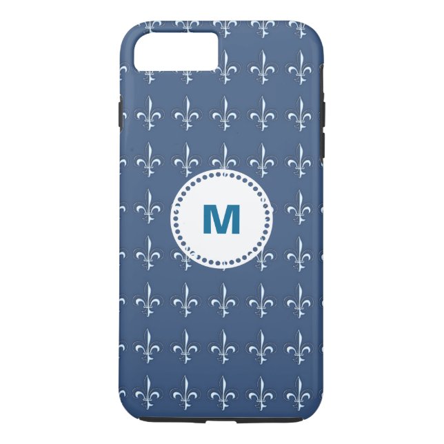 Coques Case-Mate iPhone Ancres Bleu Marine Motif Monogramme (Dos)