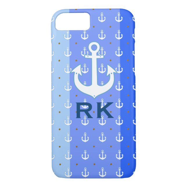 Coques Case-Mate iPhone ancres et initiales nautiques (Dos)