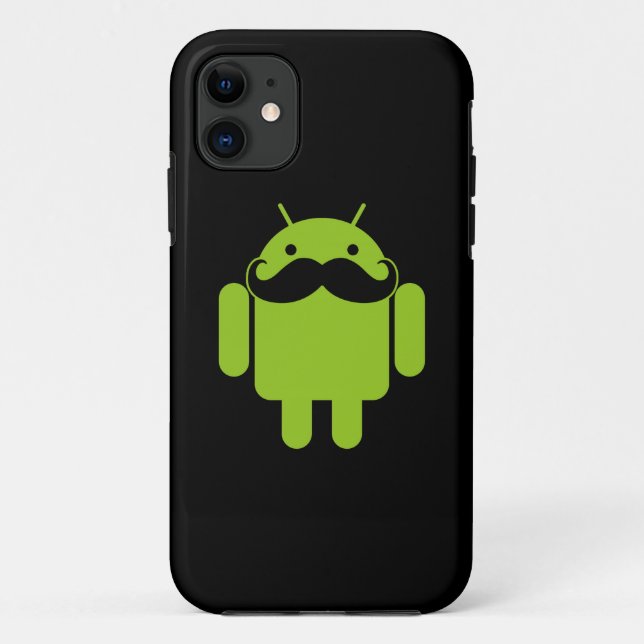 Coques Case-Mate iPhone Android Robot Icon Mustache sur noir (Dos)