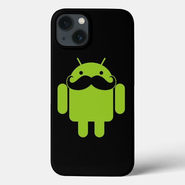Coques Case-Mate iPhone Android Robot Moustache sur Fond Noir (Verso)