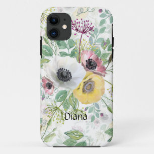 Case-Mate iPhone Case Anémones rose, blanc et jaune.