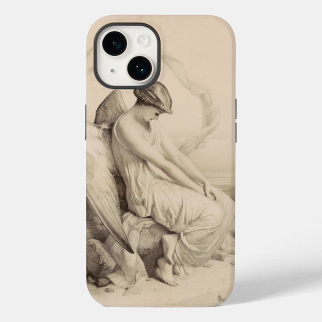 Coques Case-Mate iPhone ange chrétien assis sur une pierre (Verso)