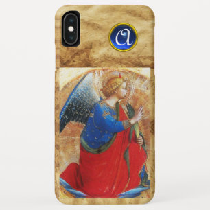 COQUE POUR iPhone XS MAX ANGE EN ROUGE OR ET MONOGRAMME BLEU
