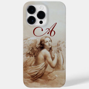 Coque Pour Pour iPhone 14 Pro Max ANGE JOUER LYRA SUR LES NUAGES monogramme marron