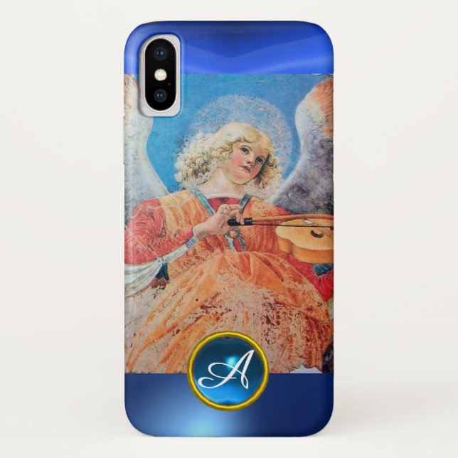 Coques Case-Mate iPhone ANGE MUSICAL, Sapphire Bleu Monogramme (Dos)