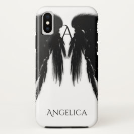 Coque Pour iPhone 14 ANGE NOIR AILES Monogramme