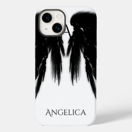 Coque Pour iPhone 14 ANGE NOIR AILES Monogramme