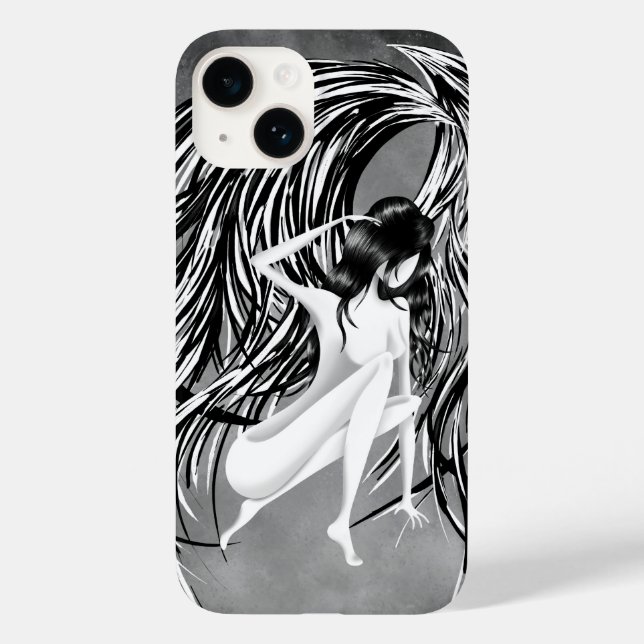 Coques Case-Mate iPhone Ange Tombé Gris Monochrome  (Verso)
