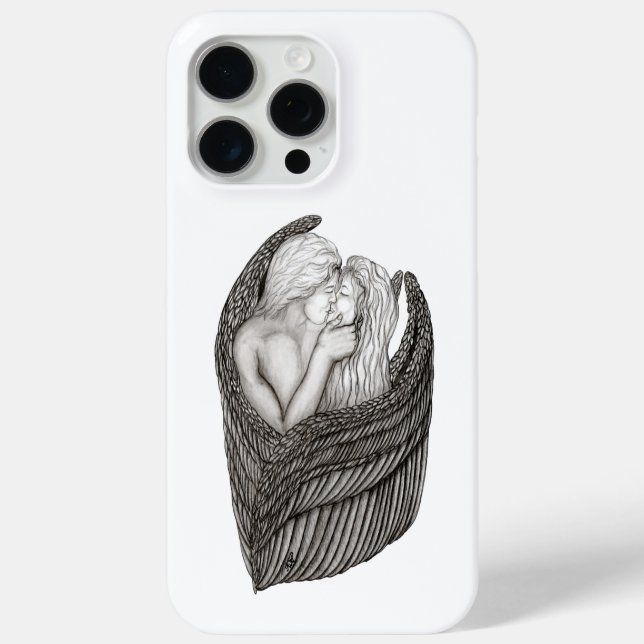 Coques Case-Mate iPhone Angels Kissing, noir et blanc Design (Verso)