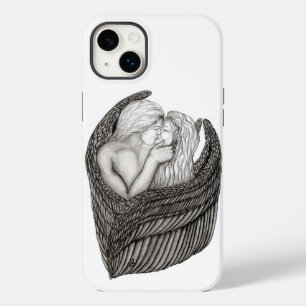 Coque Pour iPhone 14 Plus Angels Kissing, noir et blanc Design