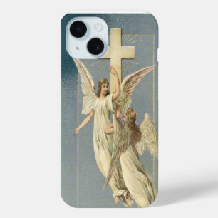 Coque Pour iPhone 15 Anges victoriens avec Croix, Pâques Vintages