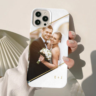 Coque Pour iPhone 15 Angle minimal Monogramme Photo personnalisée