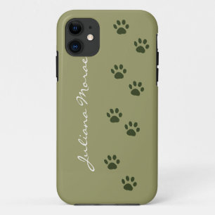 Coque iPhone 11 animal de compagnie chien chat pawprints ajouter n