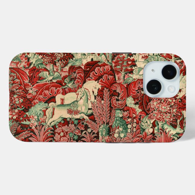 Coques Case-Mate iPhone ANIMAUX D'IMAGINAIRE, CHEVAUX, BOIS Rouge Vert Flo (Verso (horizontal))