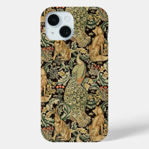 COQUE POUR iPhone 15 ANIMAUX FORESTIERS, FOX, PEACOCK, LIT EN FLORAL VE