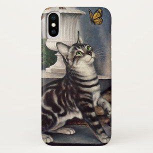 Etui iPhone Case-Mate Animaux vintage, chat tabby mignon et papillon